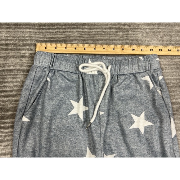Shein Pajama Pants Womens XS Gray Stars Pull On Cropped Drawstring‎ - Picture 4 of 13